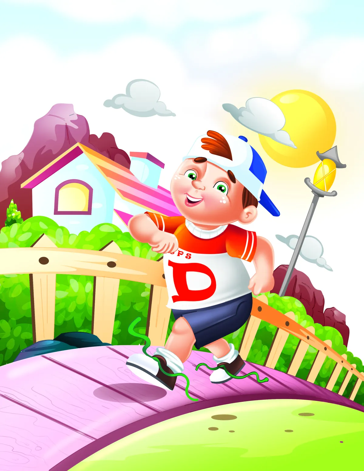 waking boy children book illustration