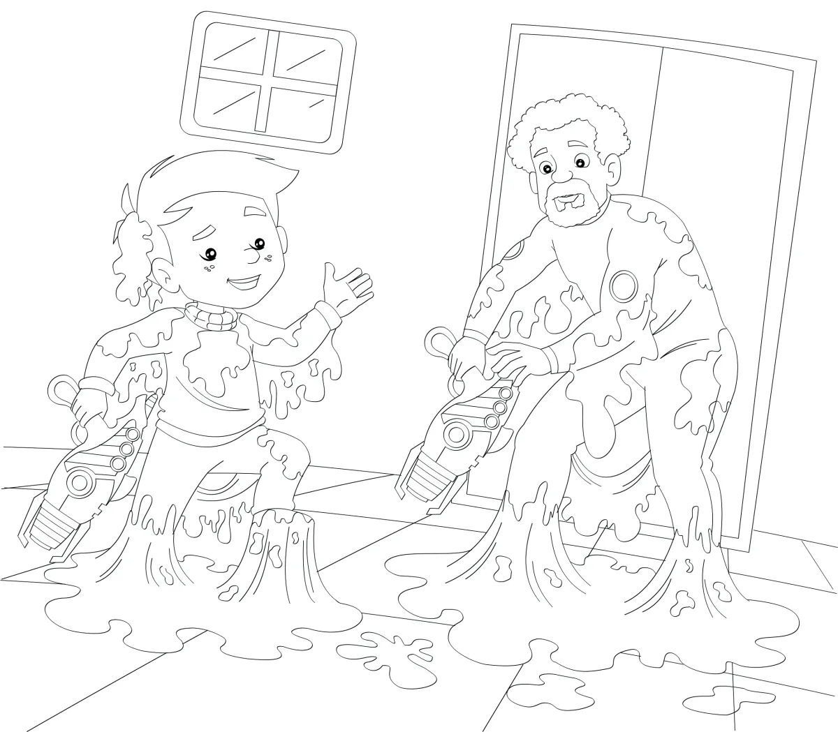 Cartoon line art coloring page for kids