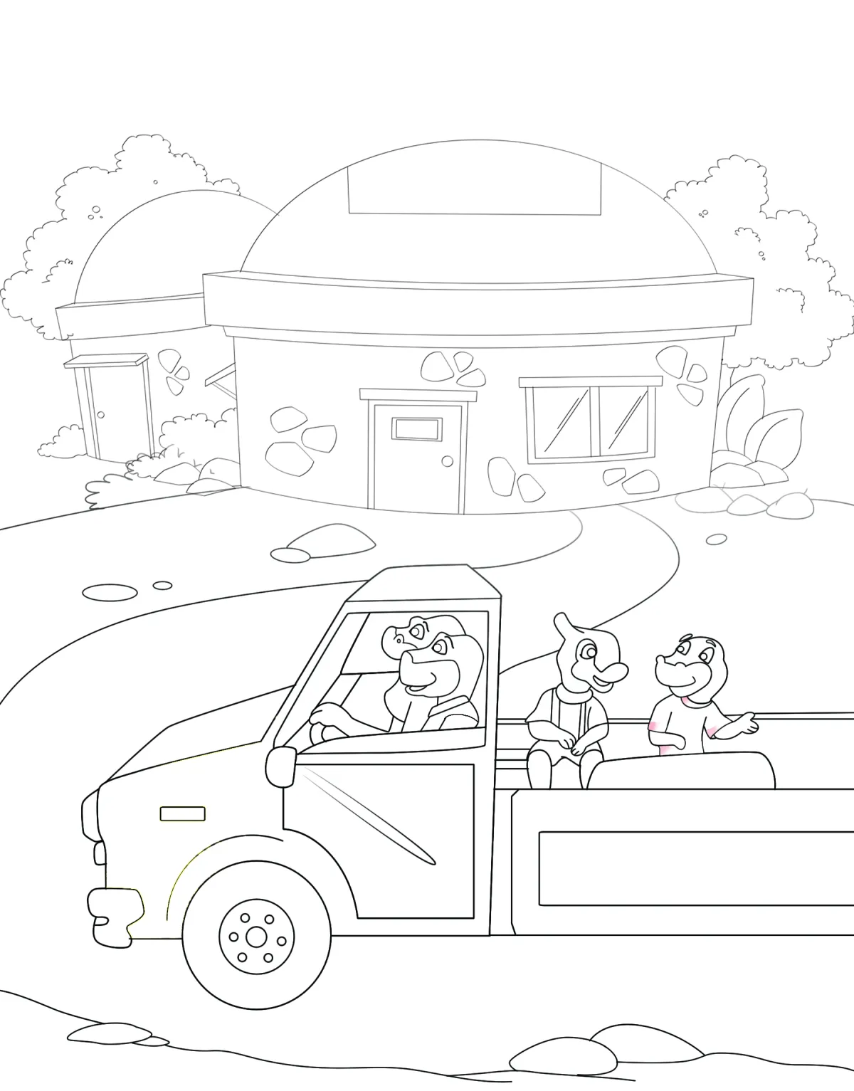 Coloring book line art for kids – simple black and white illustration