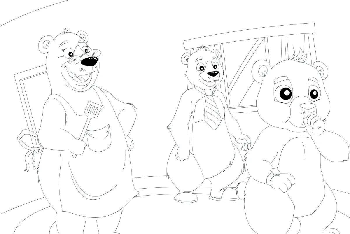 Kids coloring page line art with fun scene