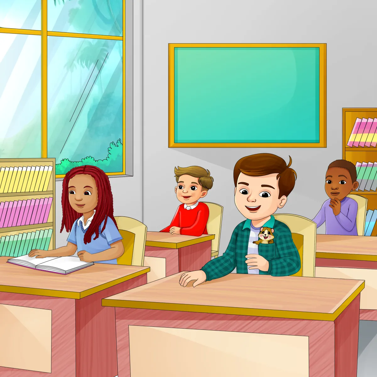 children's book school class illustration