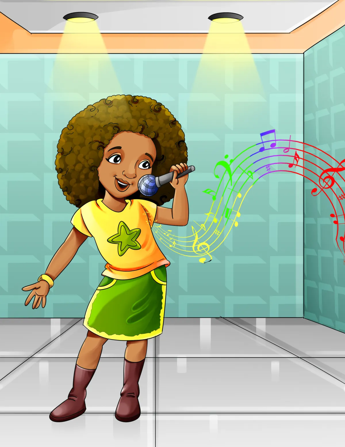 Afirican American children's book illustration singing