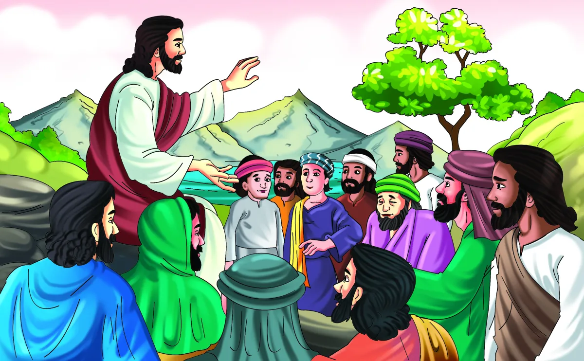 Religious children illustration based on bible story