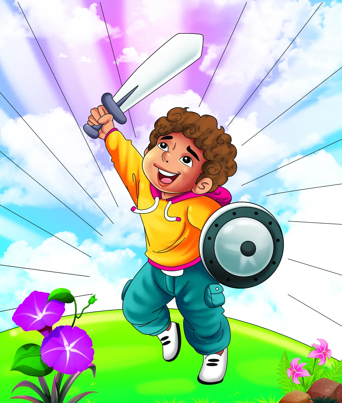 Child achievement trophy success illustration for kids