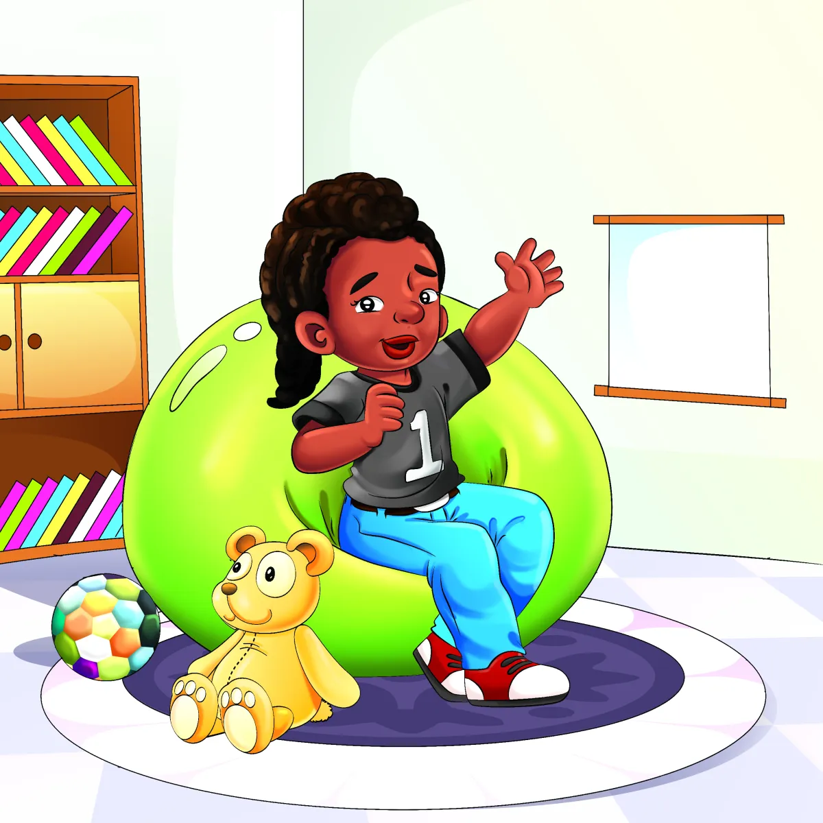 Child reading book learning illustration