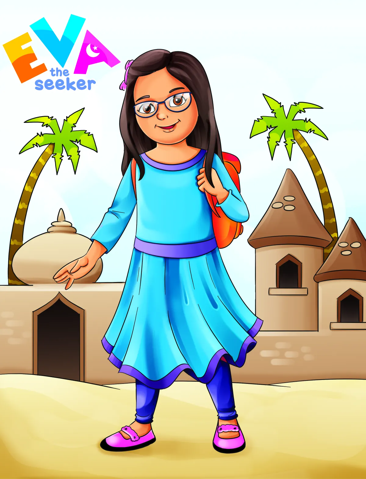 Girl in school uniform confidence illustration