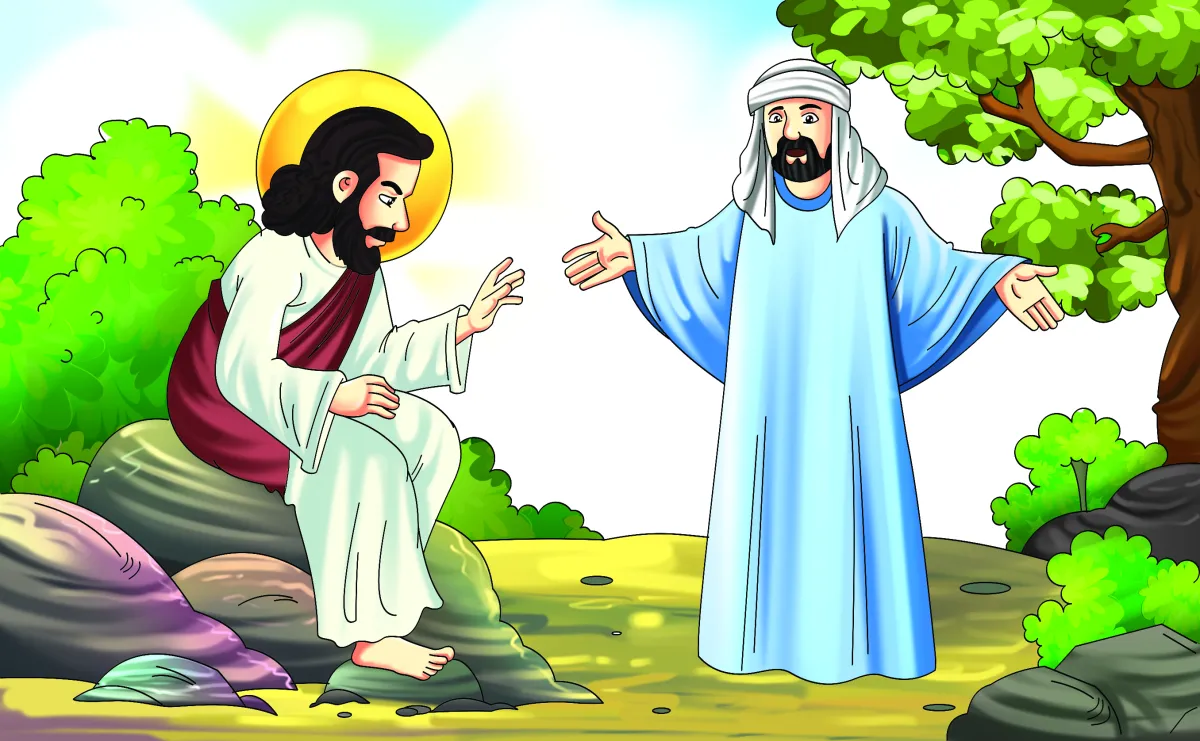 Jesus teaching children bible illustration