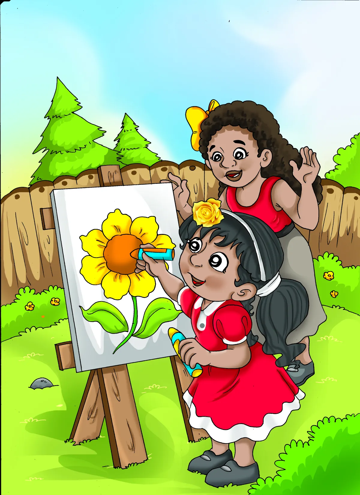 Kids art class painting illustration