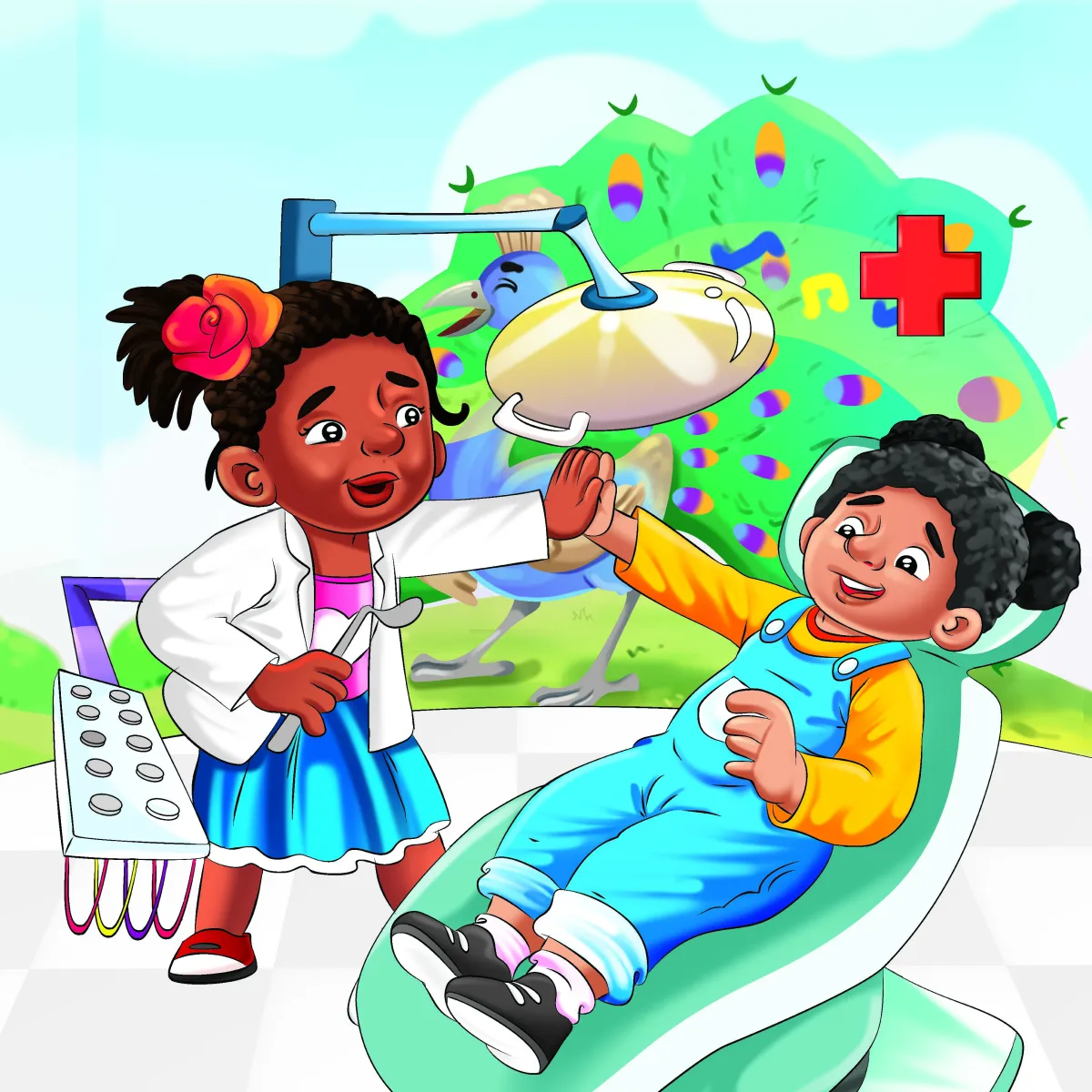 Kids hospital help doctor illustration