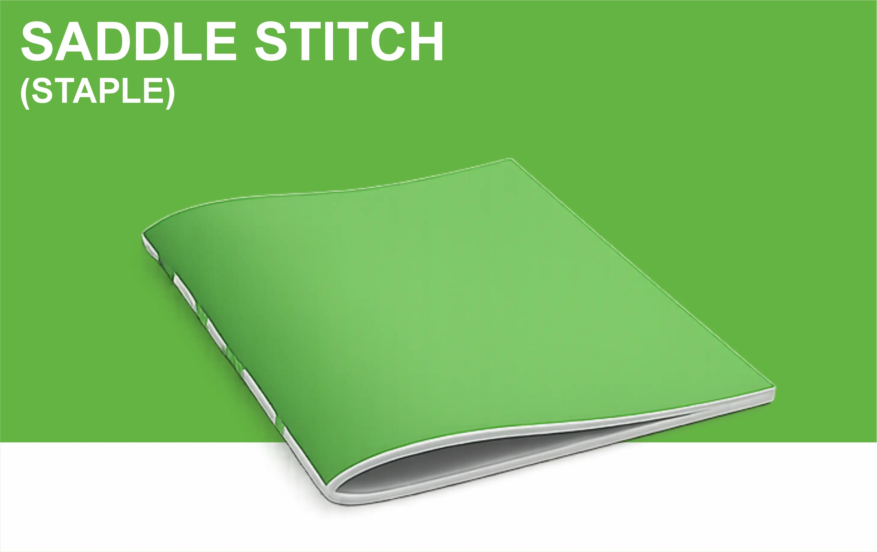 Saddle stitch staple bound booklet