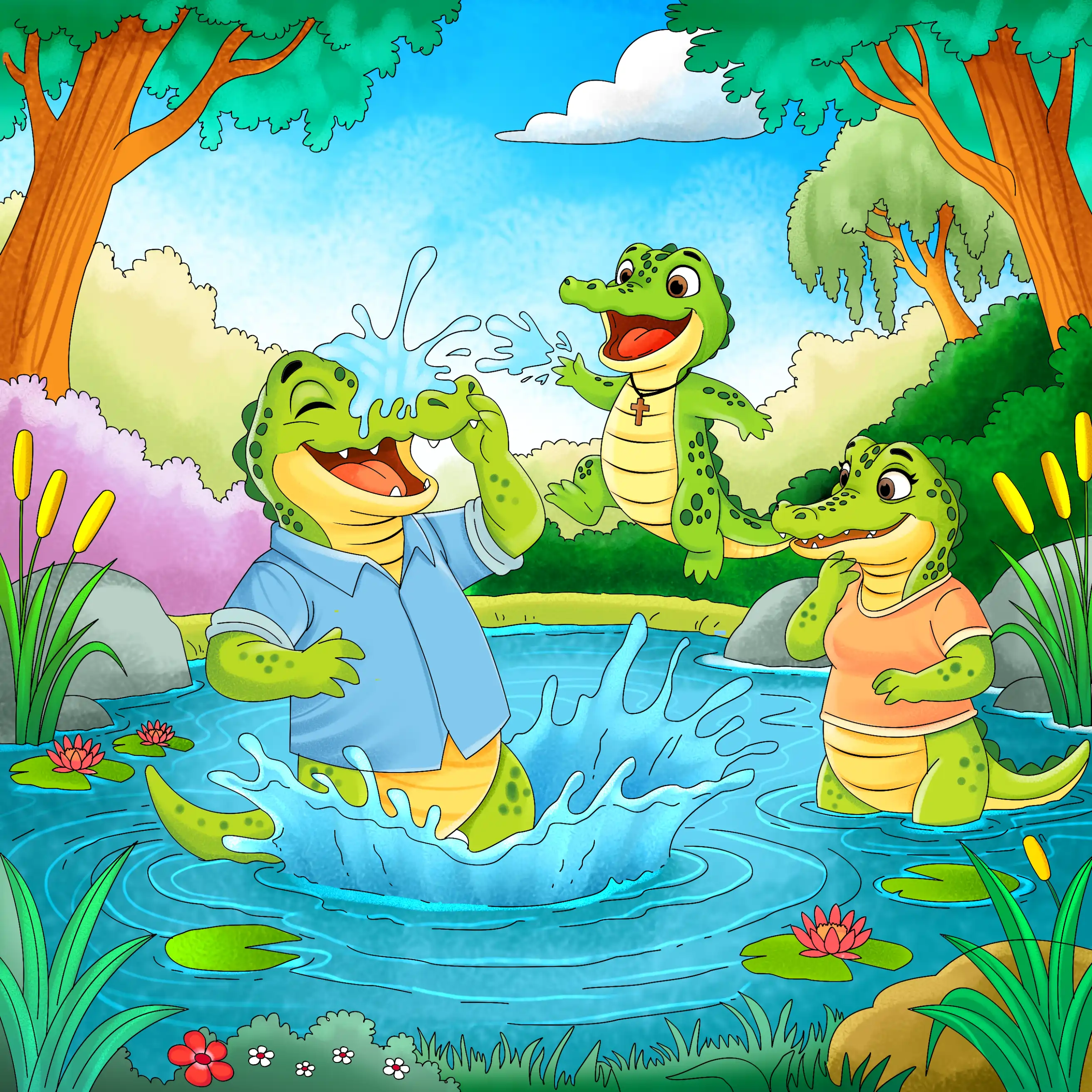 The Adventures of Ollie the Alligator and Friends — illustration spread 1