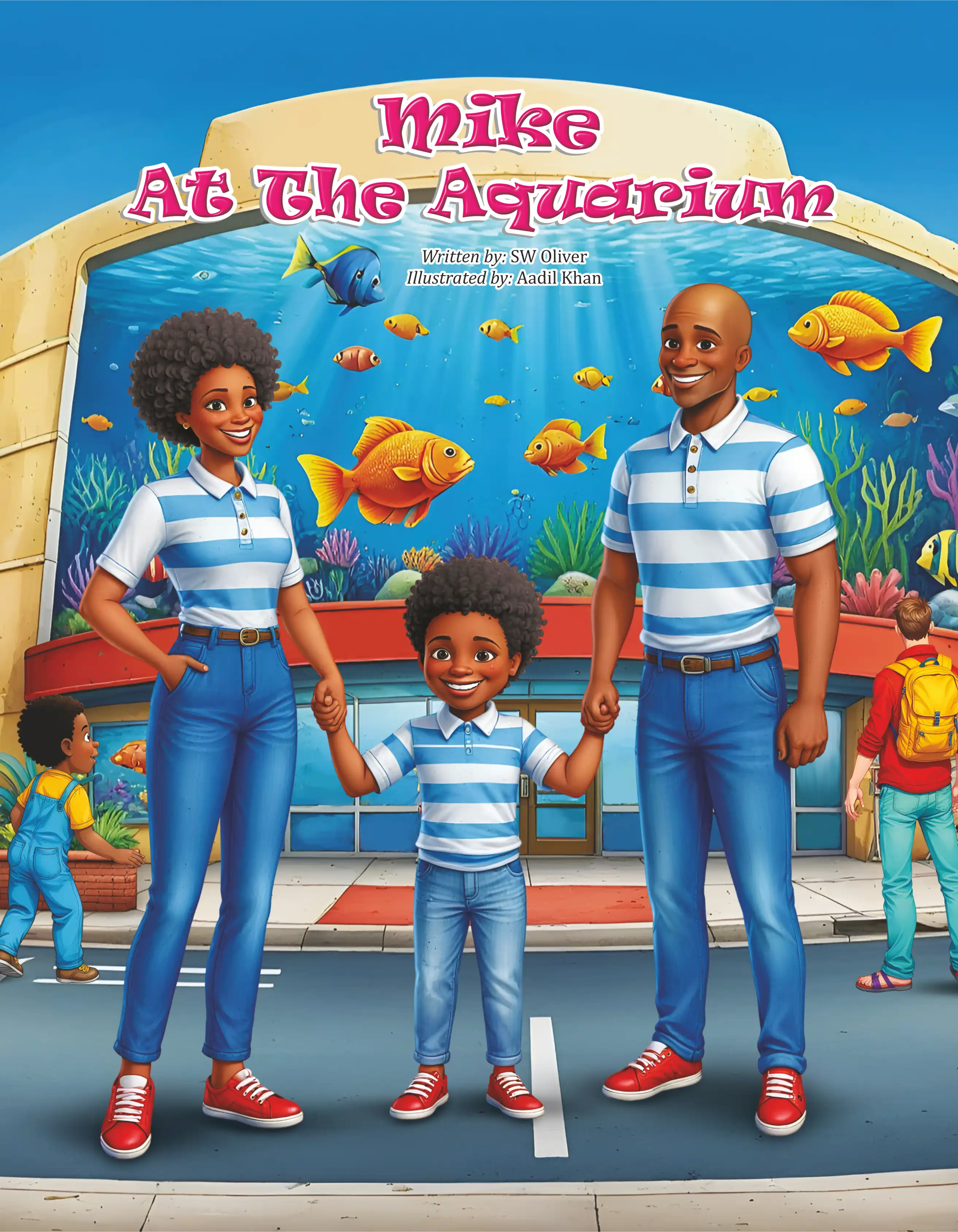 Mike at the Aquarium — children's book illustration