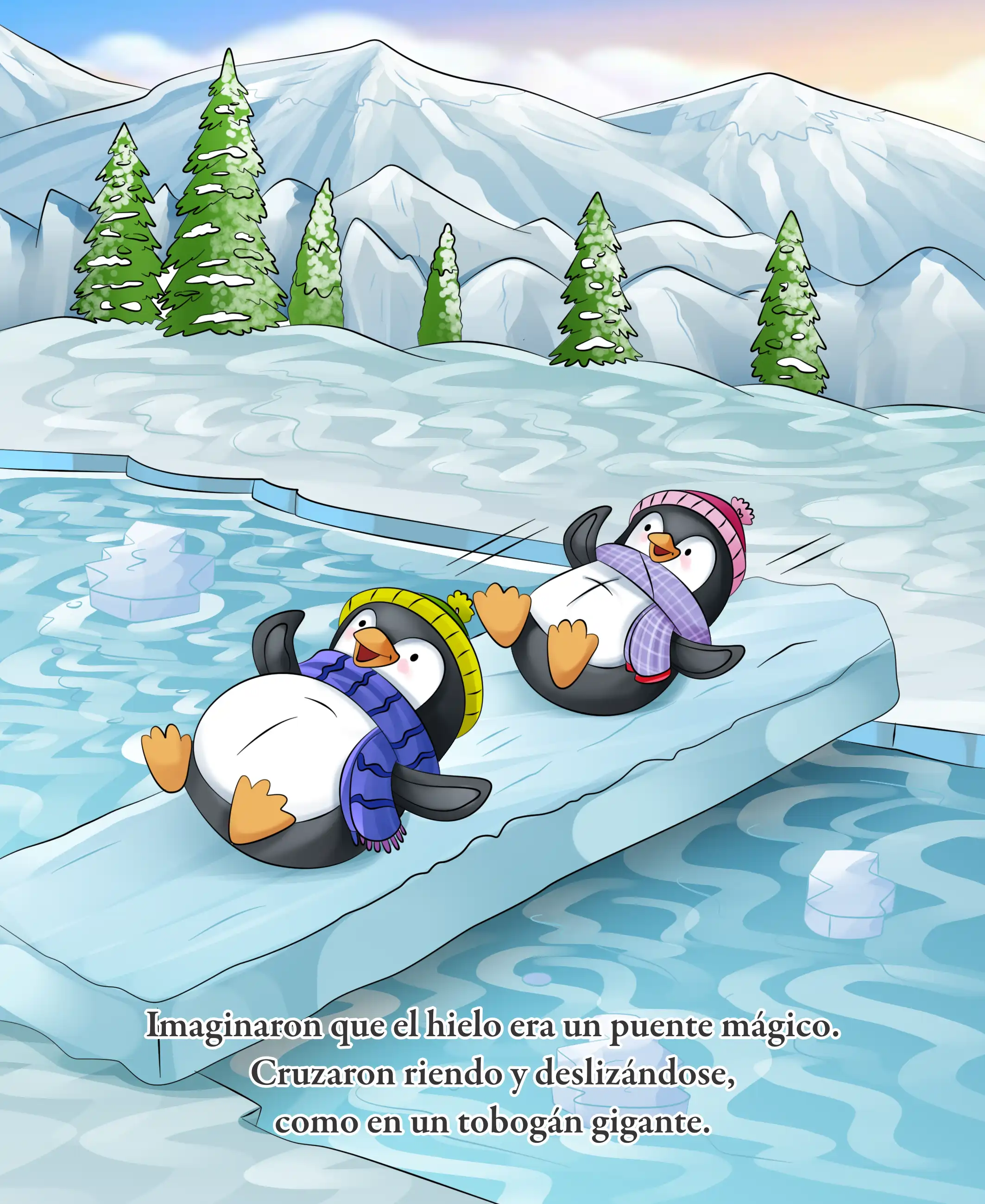 La Gran Carrera de los Pingüinos Aventureros — illustration spread 3