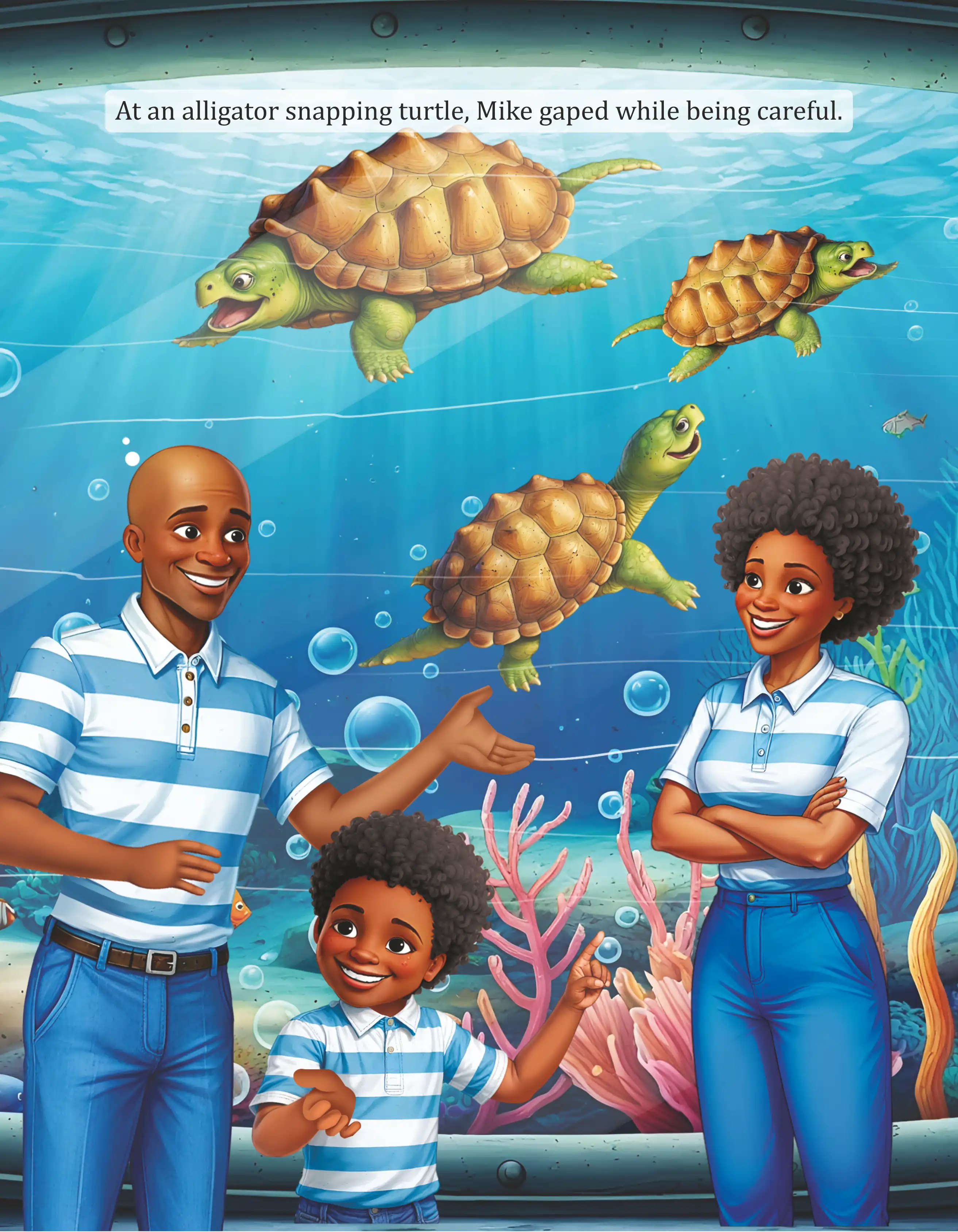 Mike at the Aquarium — illustration spread 2