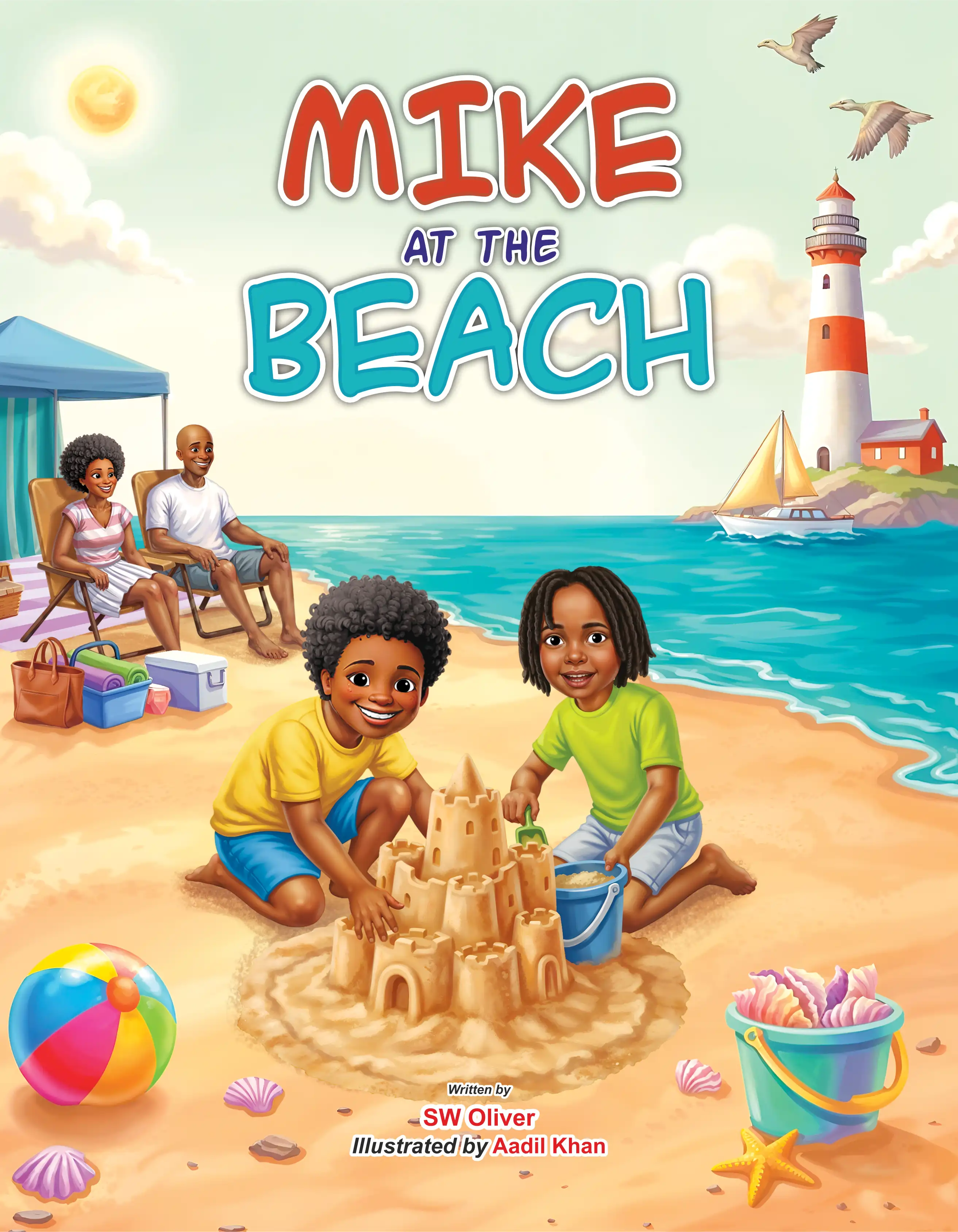 Mike at the Beach — children's book illustration