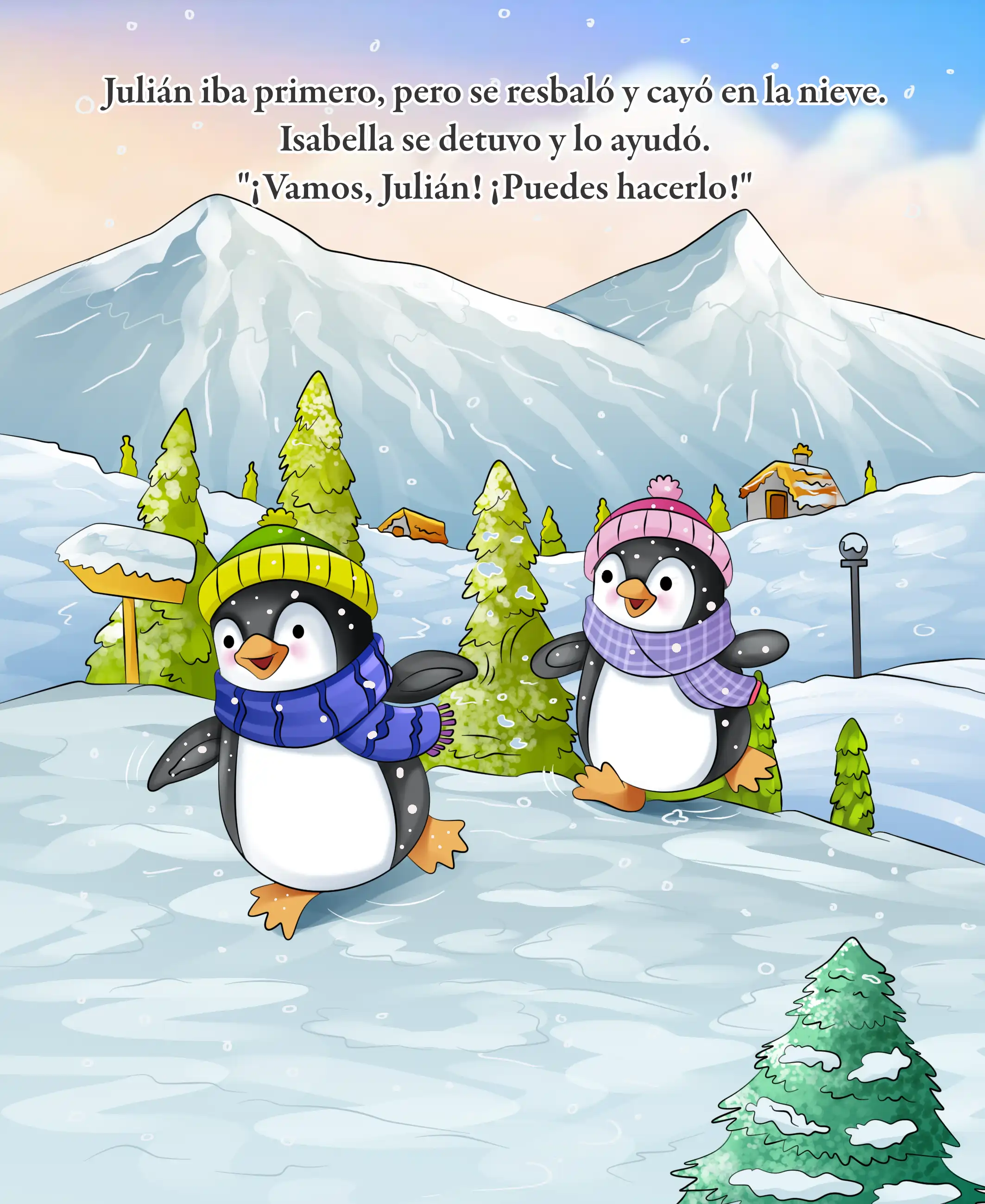 La Gran Carrera de los Pingüinos Aventureros — illustration spread 2