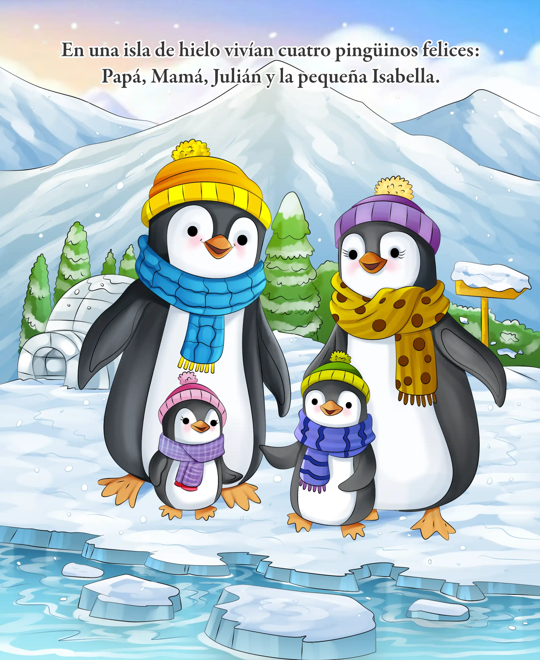 La Gran Carrera de los Pingüinos Aventureros — illustration spread 1