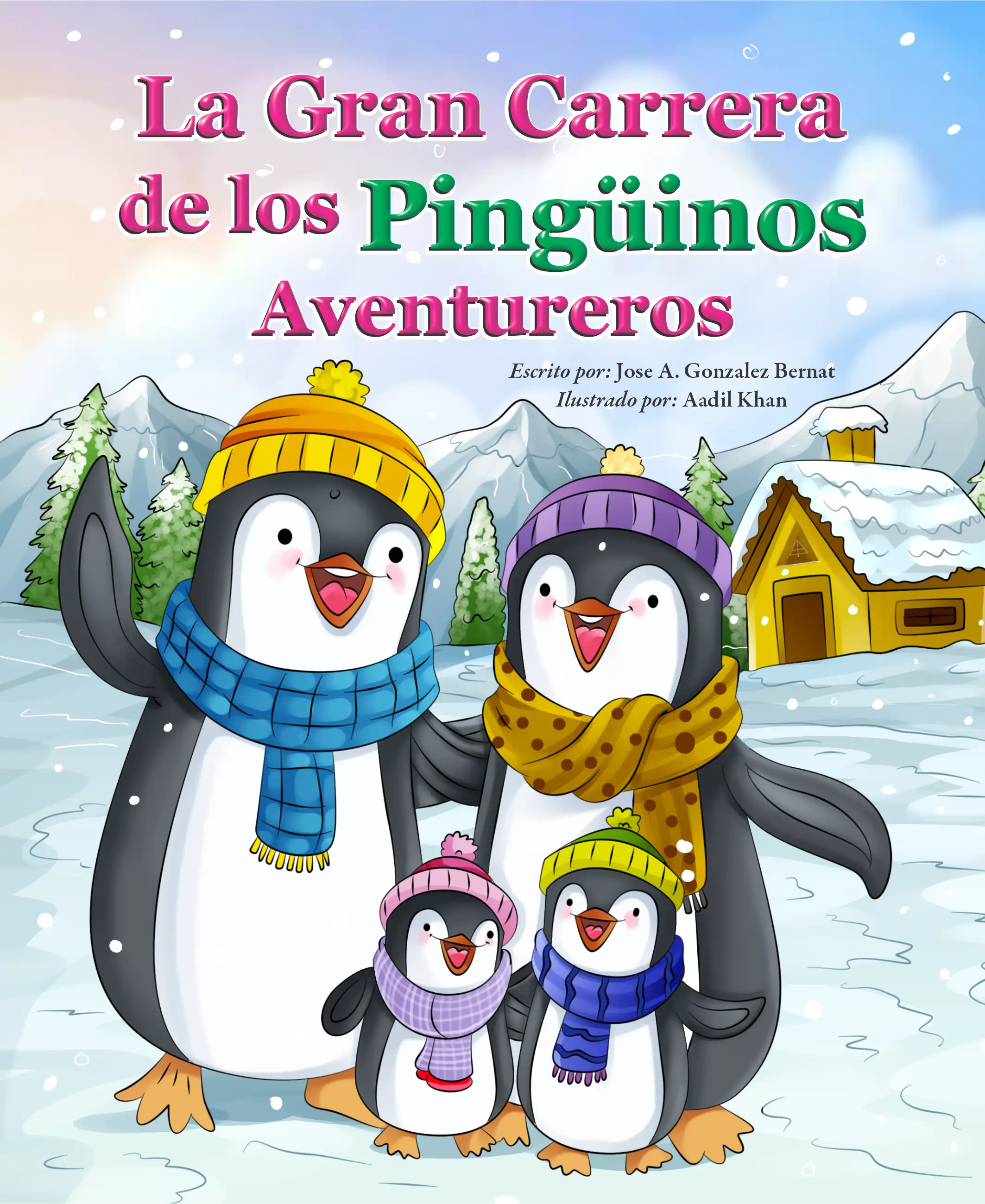 La Gran Carrera de los Pingüinos Aventureros — children's book illustration