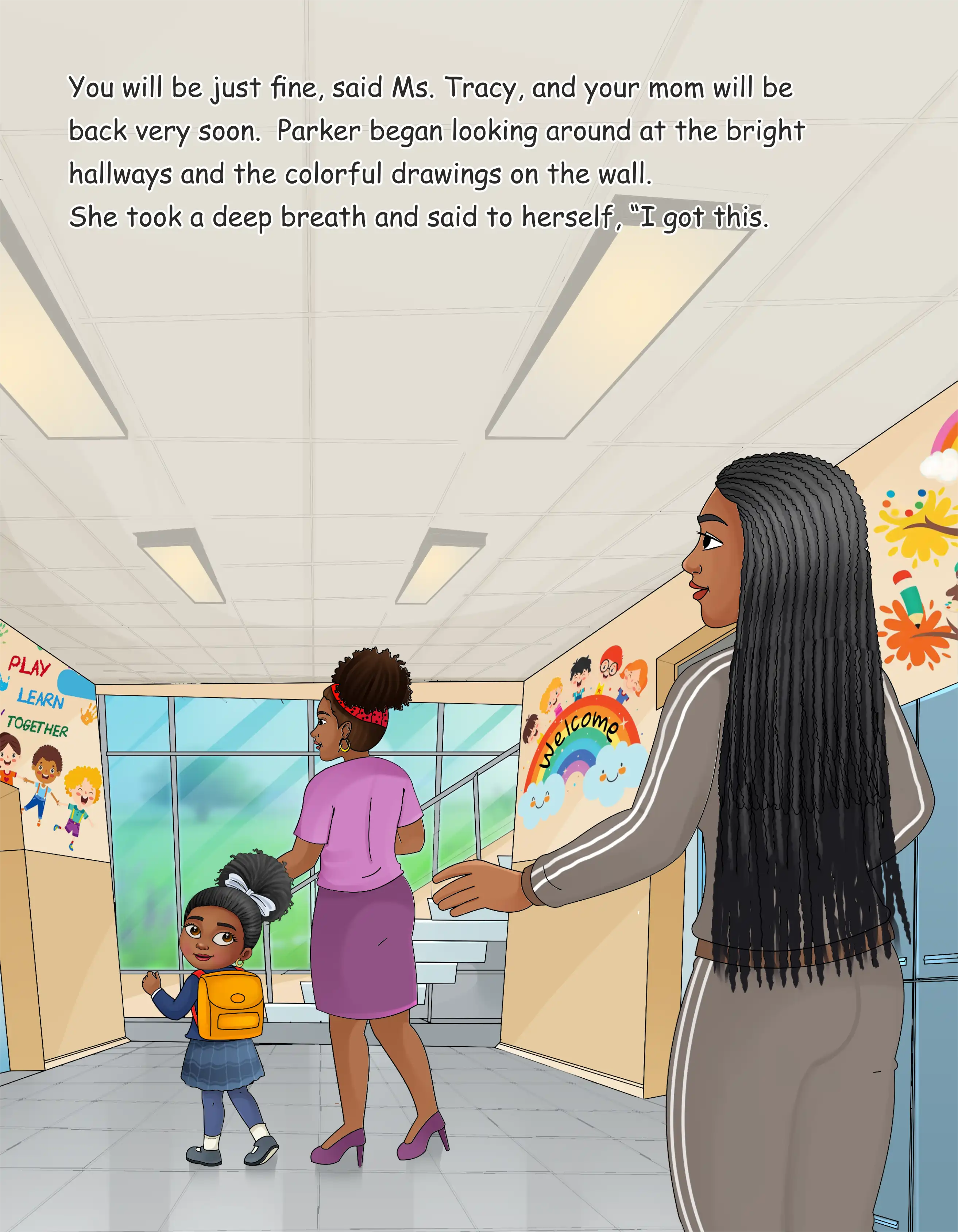 Parker’s First Day of Kindergarten — illustration spread 4