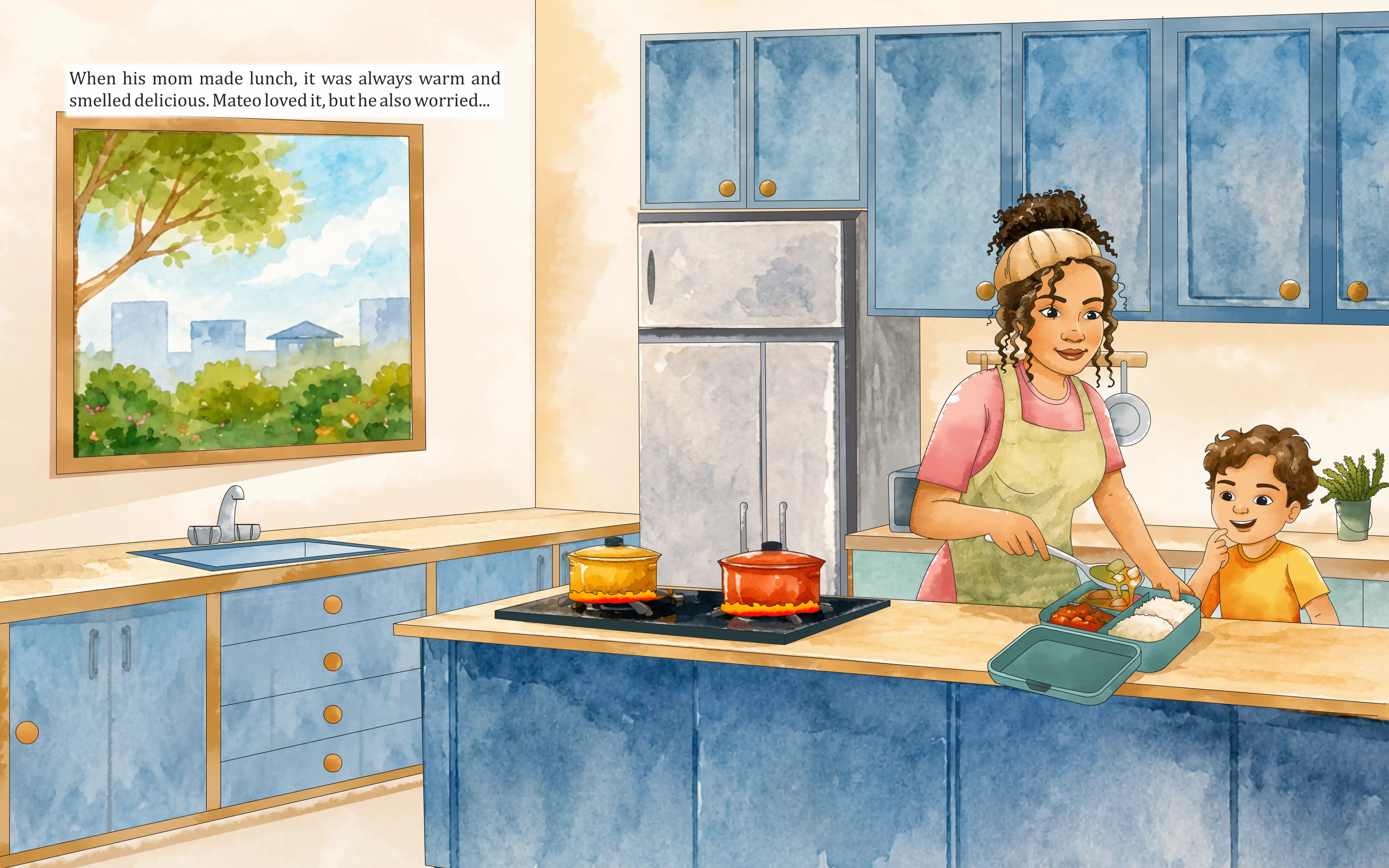 Mateo's Superpower — illustration spread 1