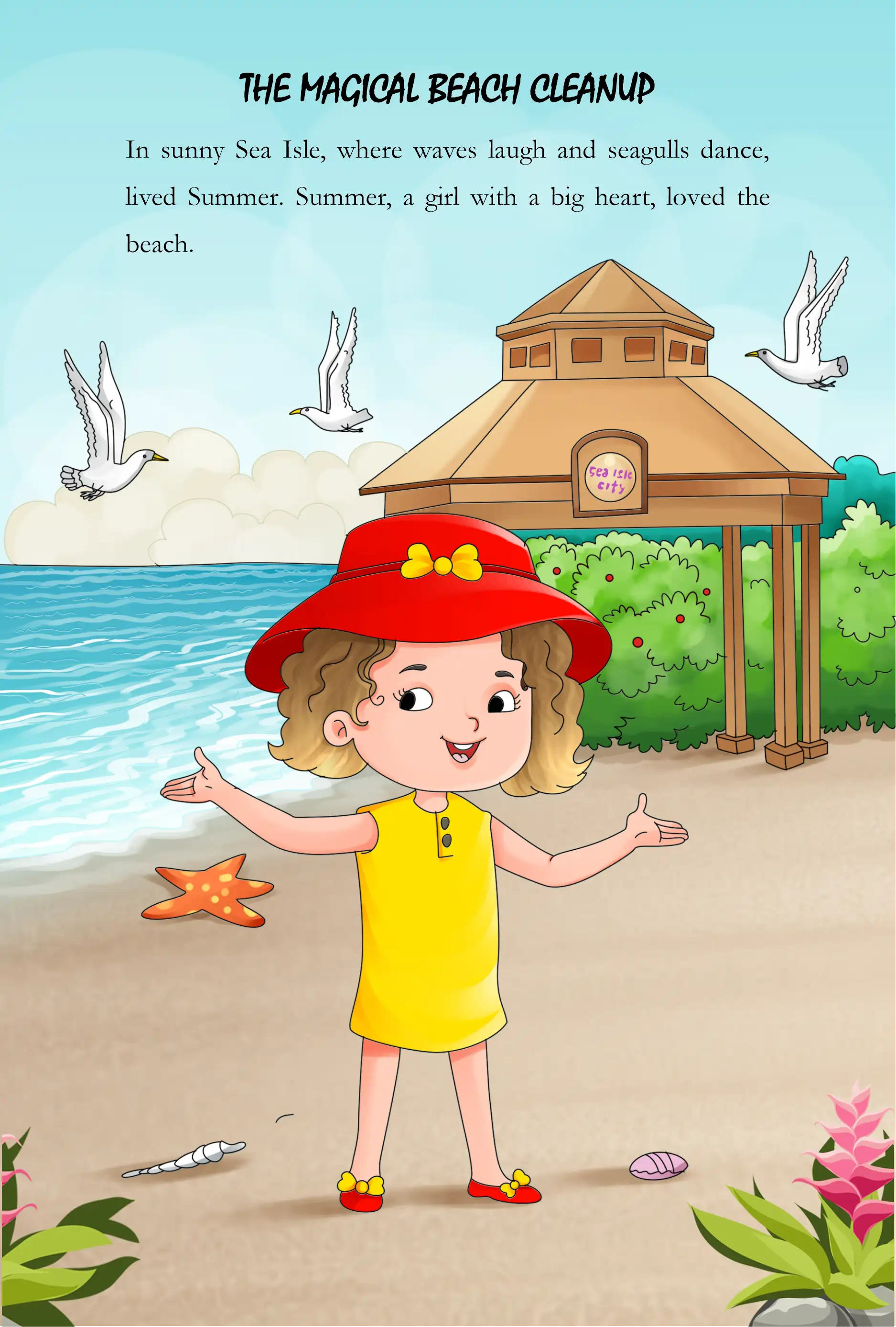 Summer's Sea Isle Adventures: The Magical Beach Cleanup — illustration spread 1